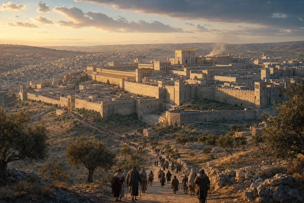 Reconstrução artística de Jerusalém e do Segundo Templo no início do primeiro século