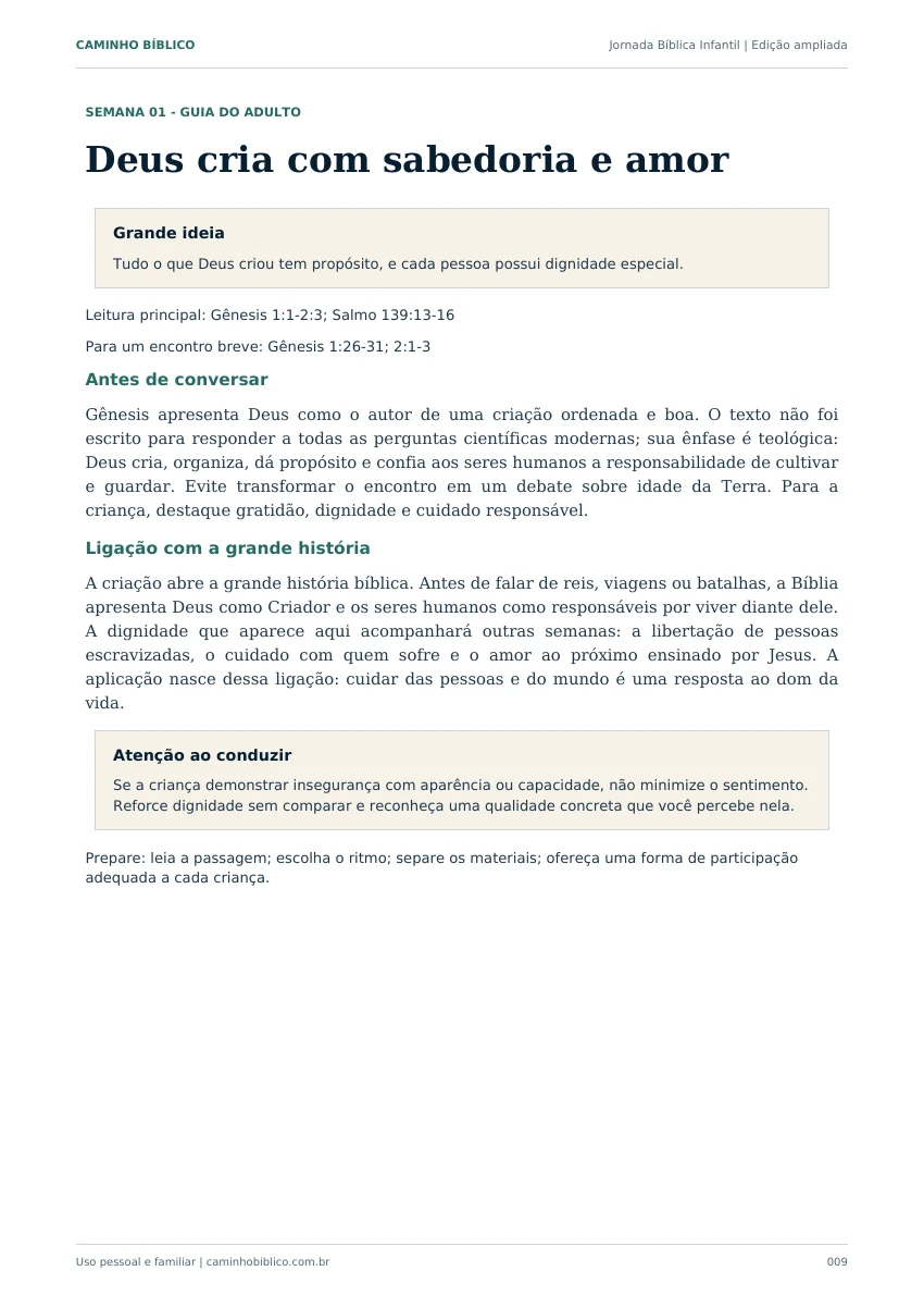 Guia do adulto da primeira semana
