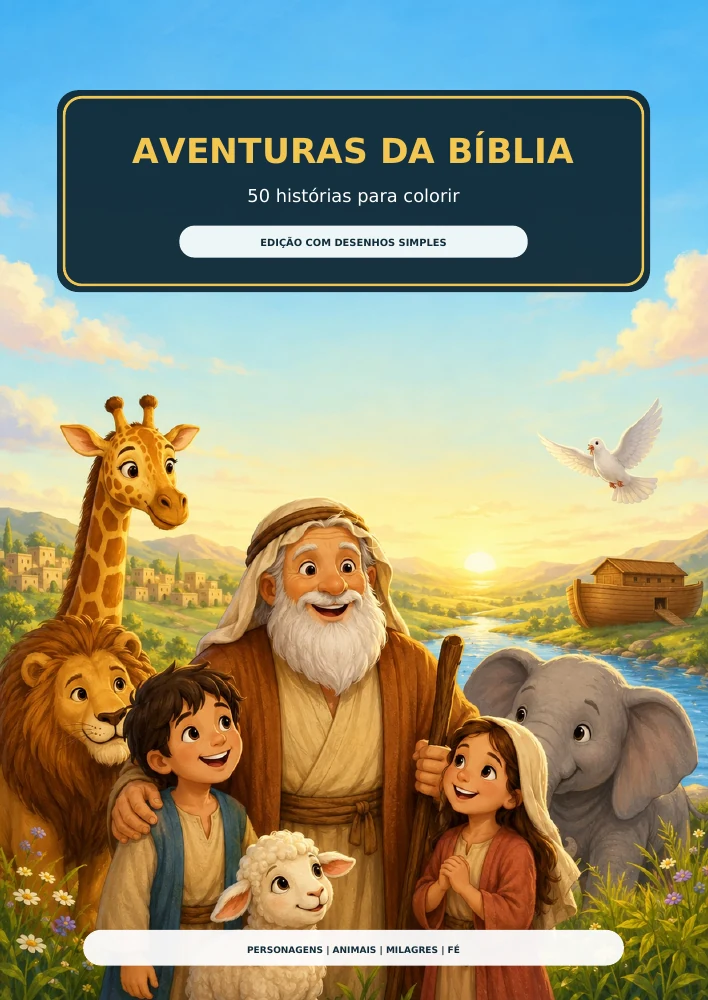 Capa do livro Aventuras da Bíblia — 50 Histórias para Colorir